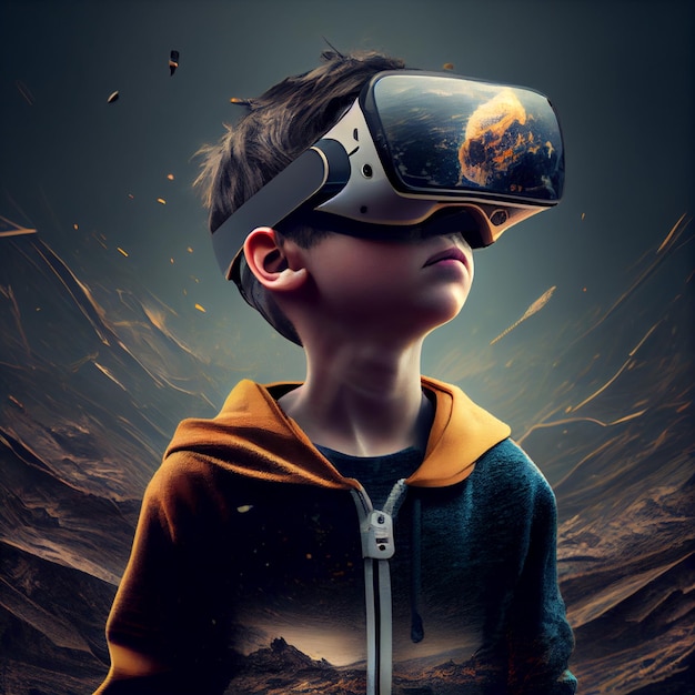 Illustration d'une fille futuriste avec des lunettes VR sur