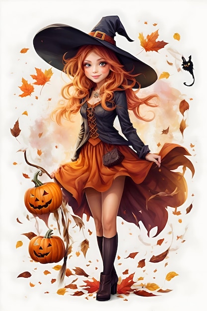 L'illustration de la fille d'Halloween