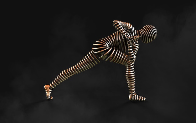 Illustration d'une fille modèle de tranche en pose de yoga sur fond noir avec un chemin de coupe