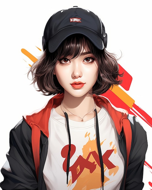 une illustration d'une fille portant une casquette de baseball