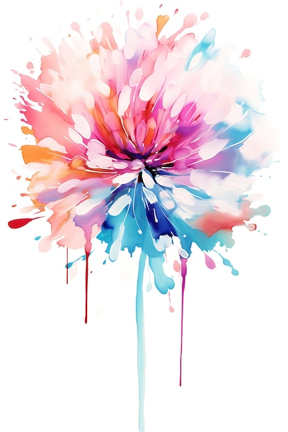 Photo illustration de fleur d'aster aquarelle avec palette de couleurs vives fleur de pinceau de peinture à l'huile