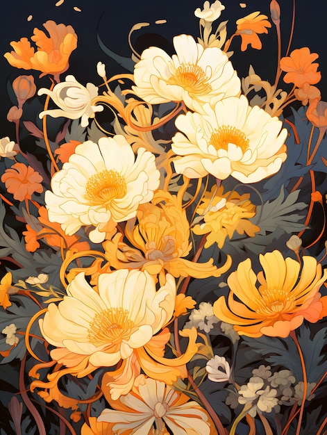 Illustration De Fleur Chinoise Jaune