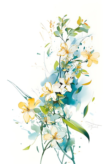 Illustration de fleur avec des couleurs vives Peinture à l'huile pinceau fleur