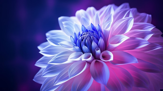 Illustration d'une fleur de dahlia vibrante en gros plan sur un fond violet