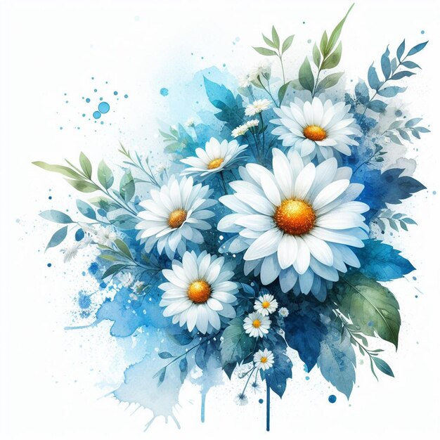 illustration de fleur de marguerite à l'aquarelle