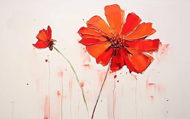 Illustration de fleur de zinnia aquarelle avec fleur de pinceau de peinture à l'huile de palette de couleurs vibrantes
