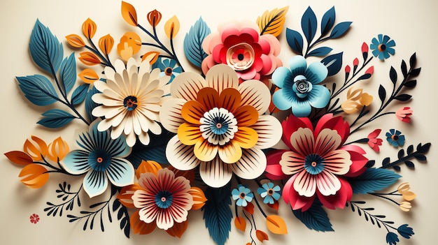 Illustration De FleurMotif Floral Peint À L'huile NumériqueConception De Fleurs À PaillettesMotif De Fleurs En Relief