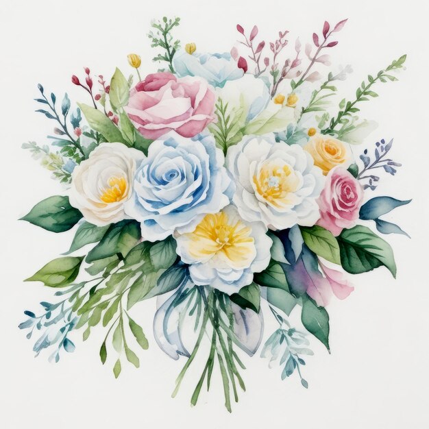 Photo illustration de fleurs à l'aquarelle dessinée à la main