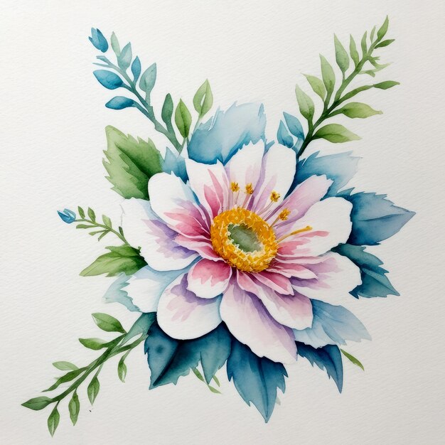 Photo illustration de fleurs à l'aquarelle dessinée à la main