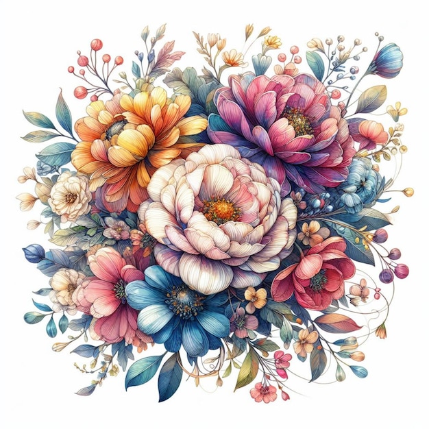 Illustration de fleurs colorées à l'aquarelle