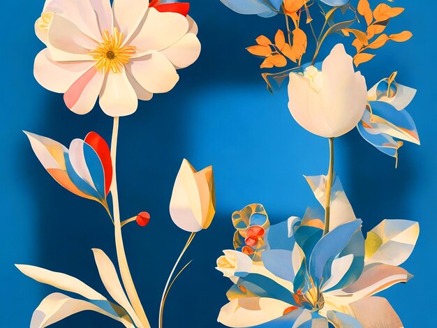 illustration de fleurs diverses fleurs à la mode 6 fleurs papier peint de style français blanc