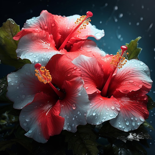 illustration de fleurs d'hibiscus motif sans couture dans la couleur de style 3D