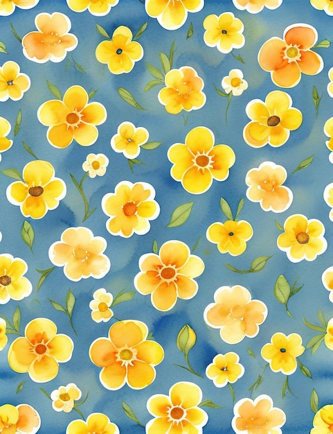 illustration de fleurs jaunes à l'aquarelle des motifs sans couture