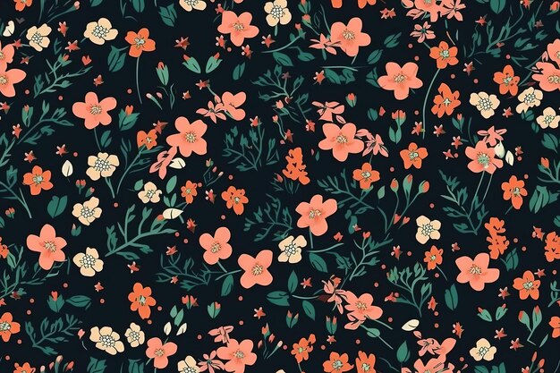 Illustration de fleurs orange et roses sur fond noir créées avec la technologie Generative AI