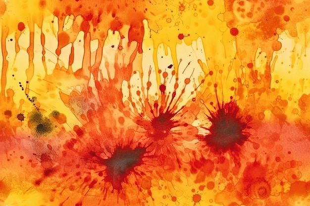 Illustration de fleurs orange et rouges vibrantes sur un fond jaune ensoleillé créé avec la technologie Generative AI