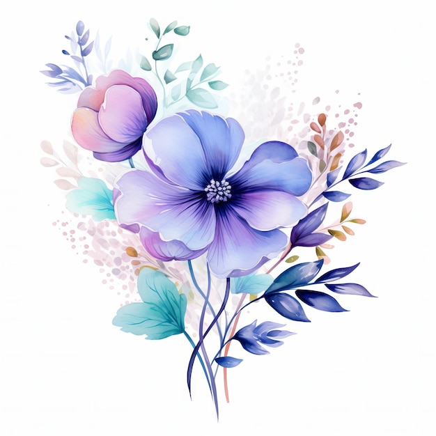Illustration de fleurs peinte à l'aquarelle à l'arrière-plan floral
