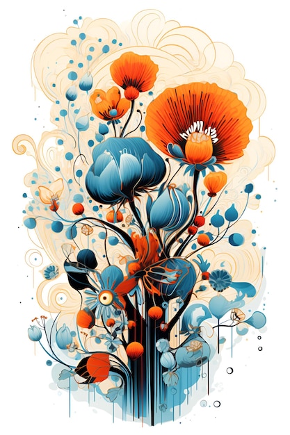 Photo illustration florale abstraite avec des coquelicots
