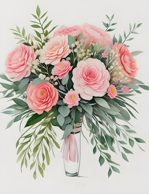 Photo une illustration florale en aquarelle pour saluer