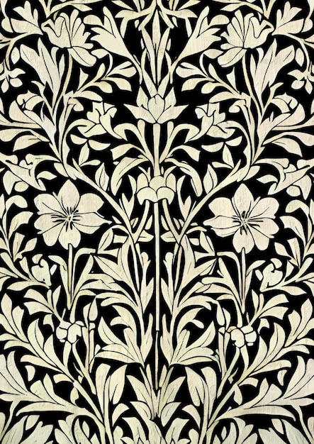 Illustration florale Art nouveau dans le style Morris