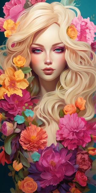 illustration florale de fille