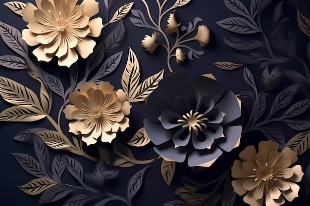Illustration florale de luxe design fond d'écran fond générative ai