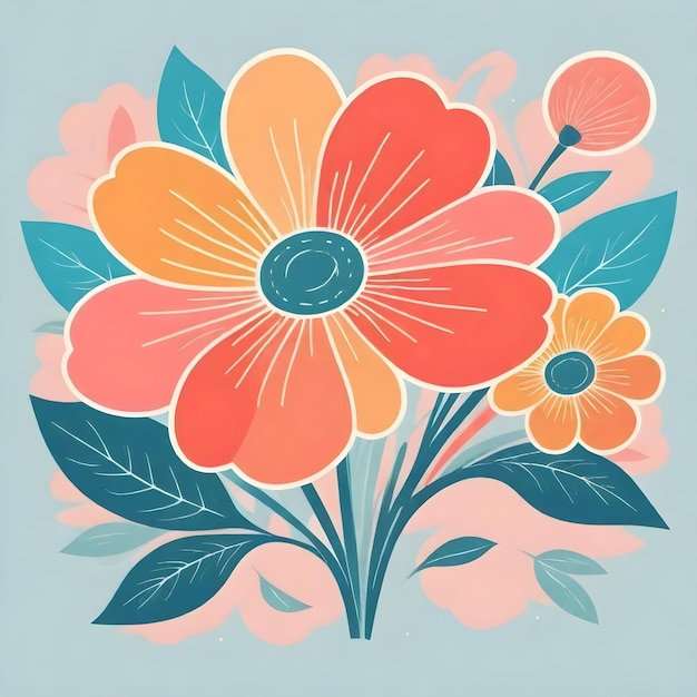 Illustration florale vibrante Clipart de fleurs colorées