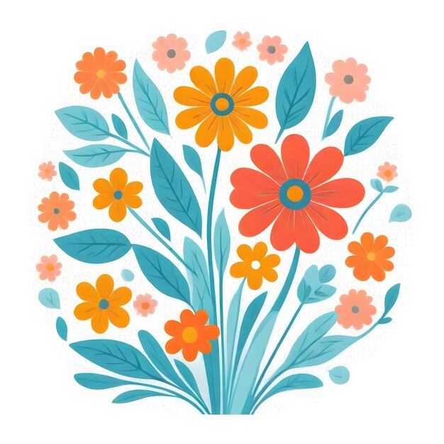 Illustration florale vibrante Clipart de fleurs colorées