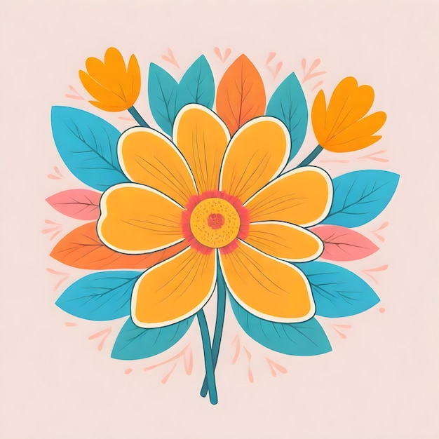 Illustration florale vibrante Clipart de fleurs colorées