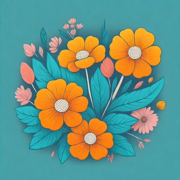 Illustration florale vibrante Clipart de fleurs colorées