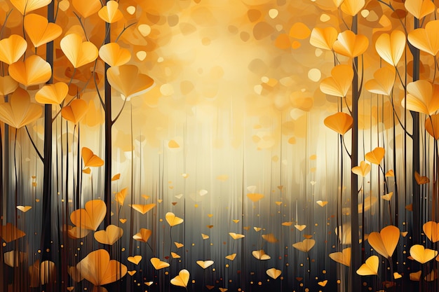 Illustration de fond automne avec couleur or