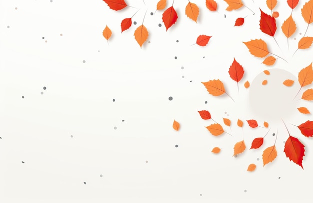 Photo illustration de fond blanc d'automne avec quelques feuilles jaunâtres