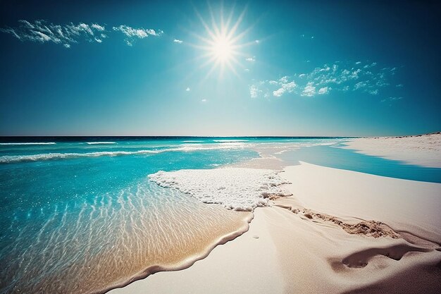 Illustration de fond bleu plage naturelle et océan AI générative