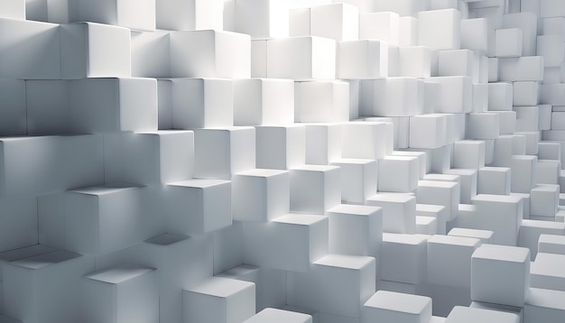 Illustration d'un fond de bloc de construction cubique blanc et grisâtre Generative ai