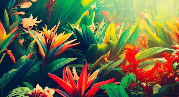 Illustration de fond d'un bouquet de fleurs tropicales