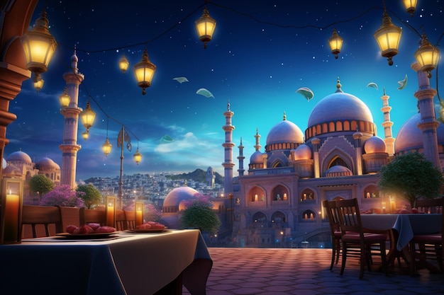 Photo illustration de fond capturant l'esprit de la fête du ramadan