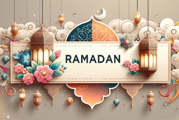 illustration de fond de carte de voeux islamique ramadan kareem