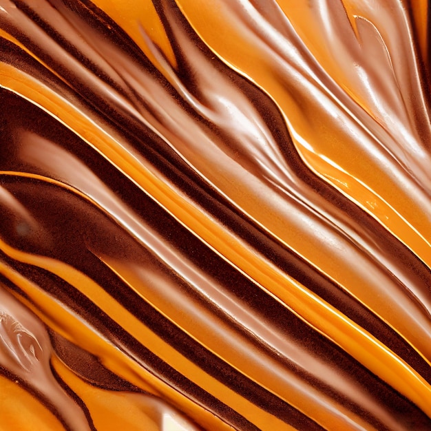 Photo illustration de fond de chocolat au caramel fondu tourbillonnant