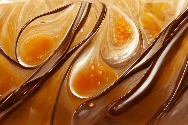 Illustration de fond de chocolat au caramel fondu tourbillonnant