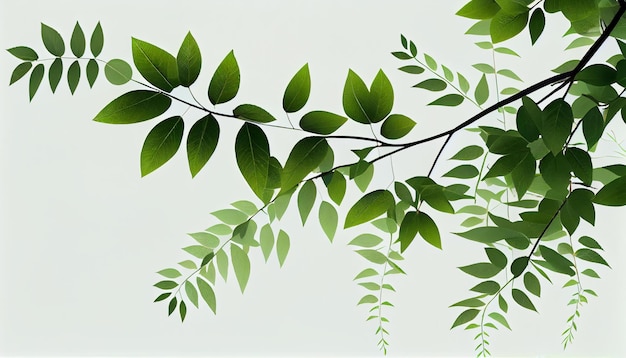 Photo illustration de fond composée de branches et de feuilles de couleurs claires