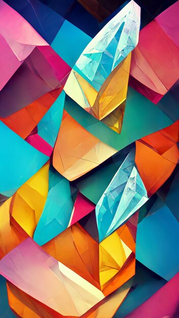 Illustration de fond cristal coloré triangle Tech illustration 3D