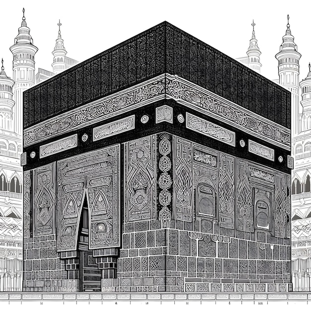 Photo l'illustration de fond du dessin kabaah dans la mosquée alharam de la mecque