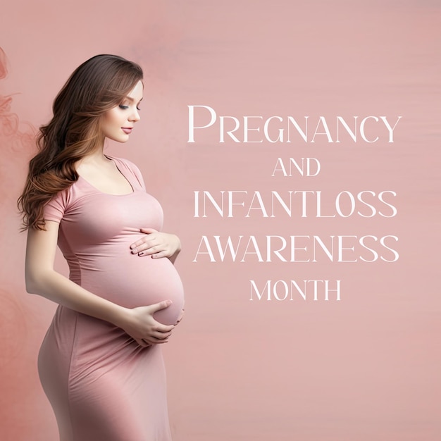Illustration de fond du mois de sensibilisation à la grossesse et à la perte de bébé avec une femme enceinte