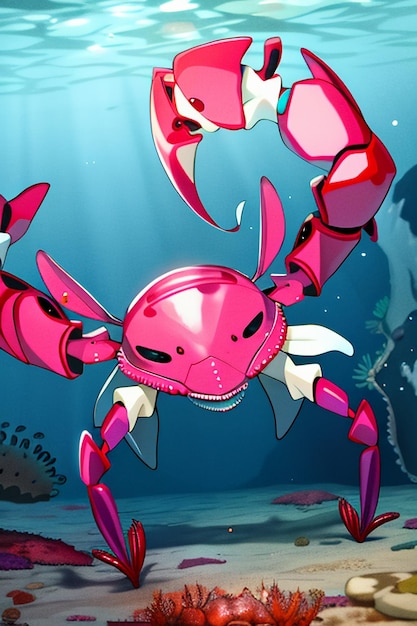 Illustration de fond d'écran de la vie marine du crabe rose sous-marin