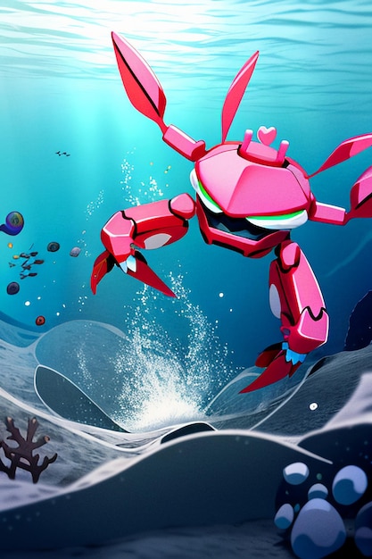 Illustration de fond d'écran de la vie marine du crabe rose sous-marin