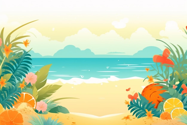 Illustration de fond d'été Une belle scène de plage créée avec l'IA générative