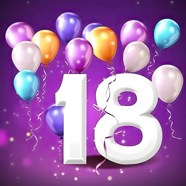 Photo illustration de fond de fête d'anniversaire joyeux 18 ai generativexa