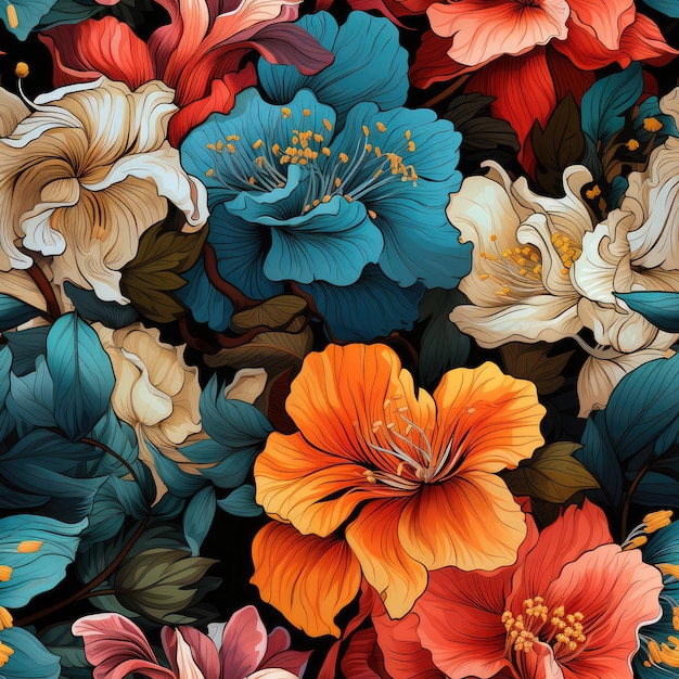 Illustration de fond de fleurs tropicales vibrantes