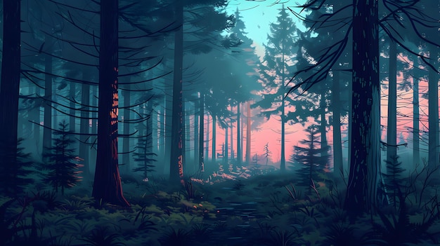 illustration de fond de forêt sombre