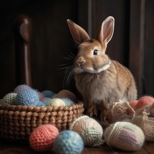 Illustration de fond mignon Joyeuses Pâques AI GenerativexA