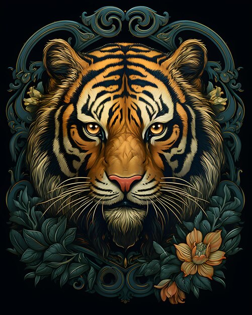 Photo illustration de fond mur de fleurs de tigre